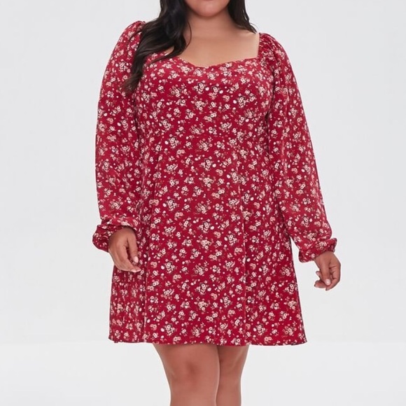 Plus Size Floral Mini Dress - Picture 1 of 5